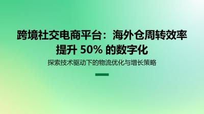 跨境社交电商平台：海外仓周转效率提升50%的数字化