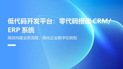 低代码开发平台：零代码搭建CRM/ERP系统